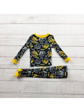 Tonka Toddler Boys Pajama Set Long Sleeve Top Yellow Cuffs Construction Print 3T